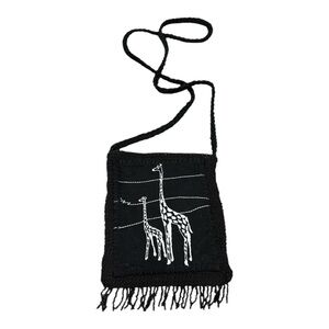 NWOT Black Crossbody Bag with Giraffe Design